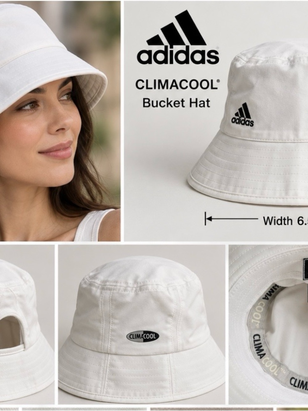 adidas White Climacool Bucket Hat with Black Logo